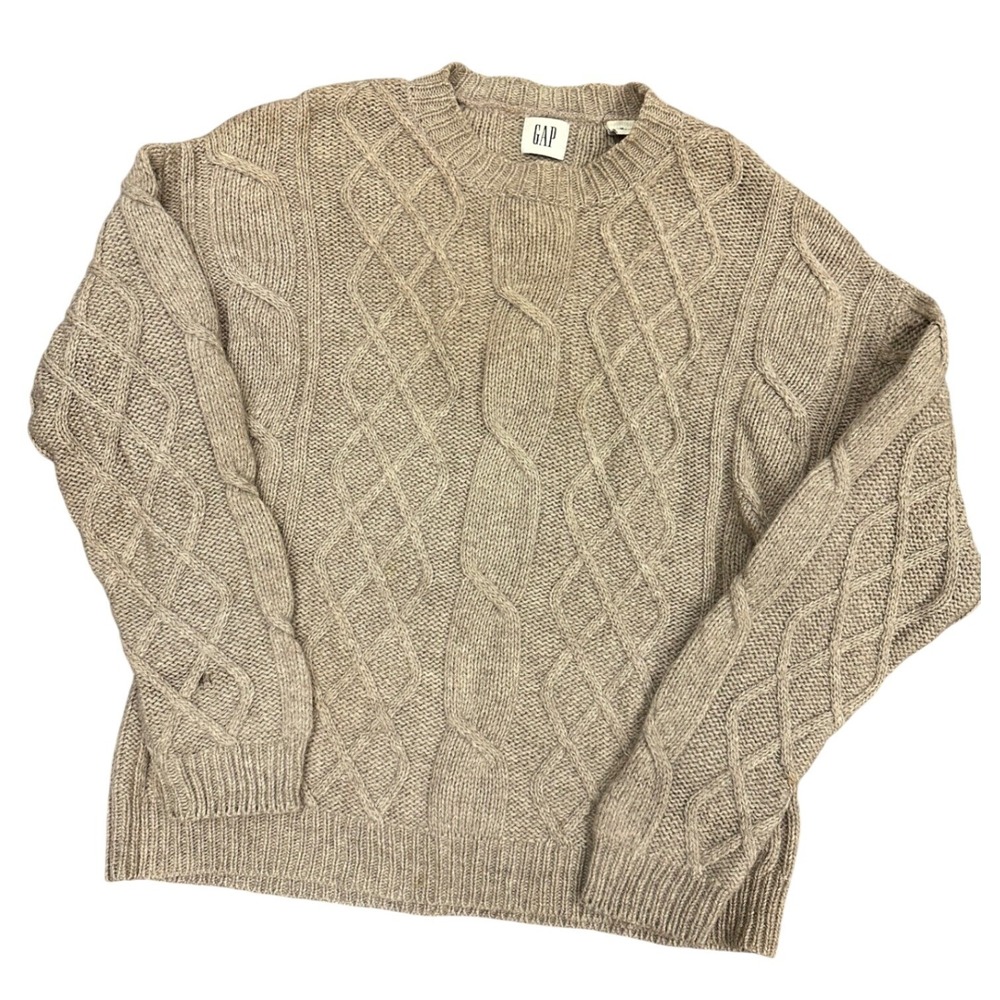 Vintage GAP Wool Cable Knit Crewneck Sweater Oat M